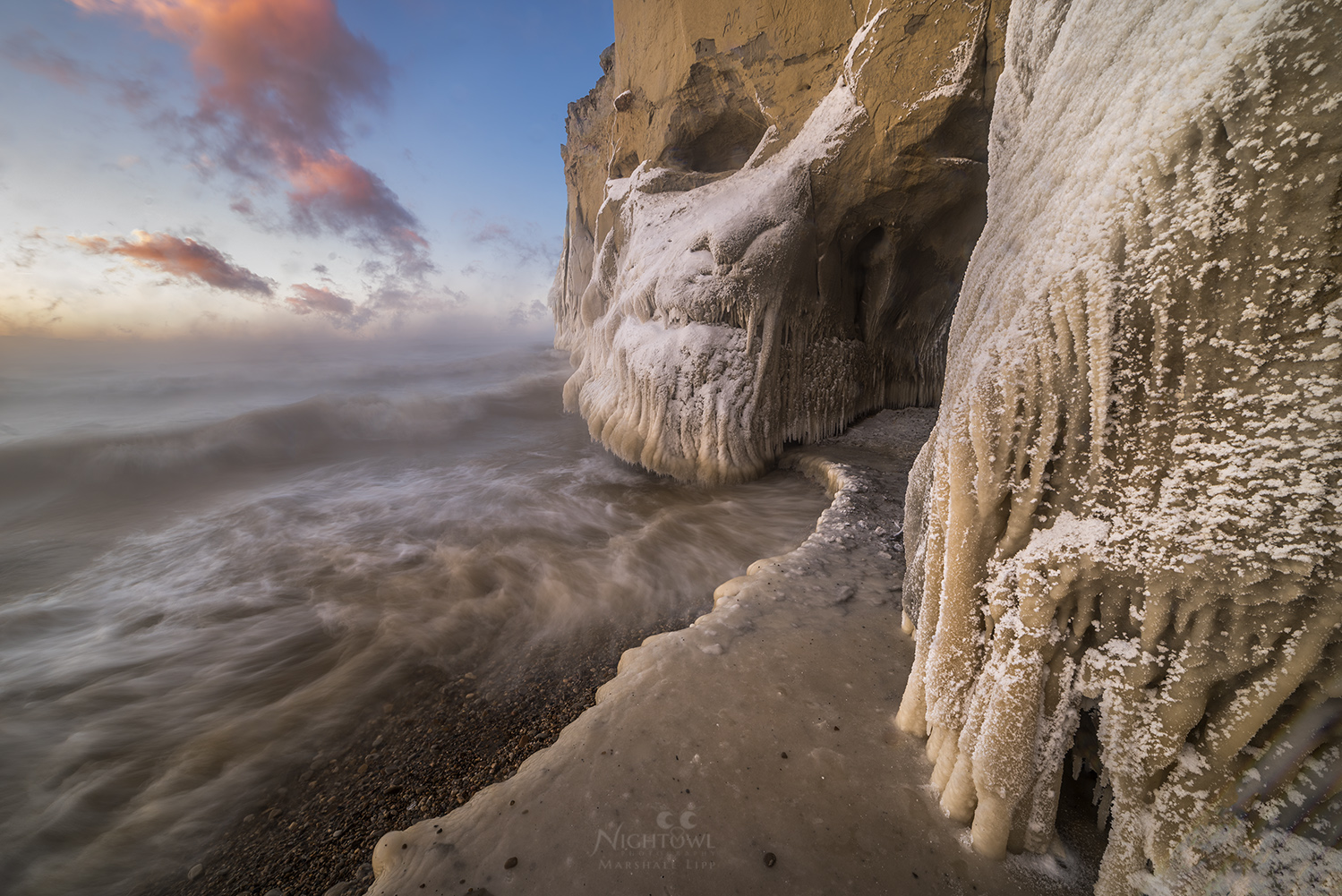 Ice along the shore