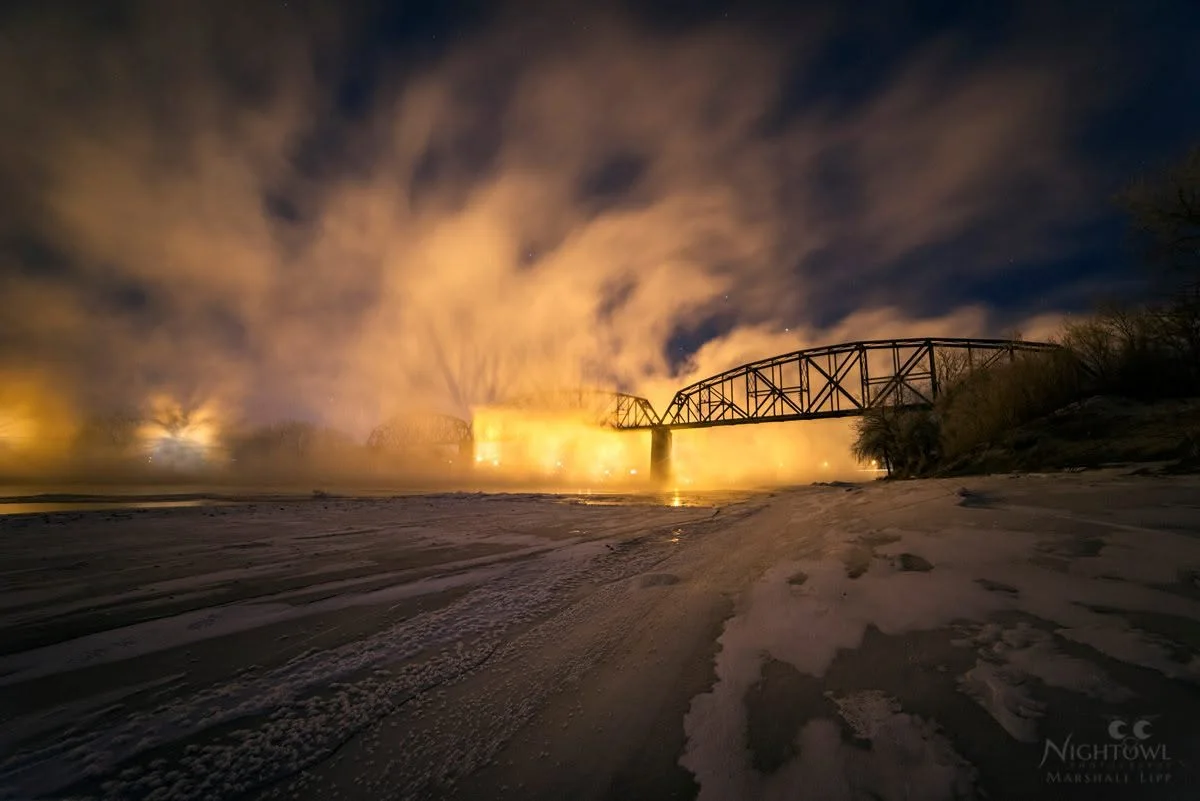 Moonlight over the train bridge