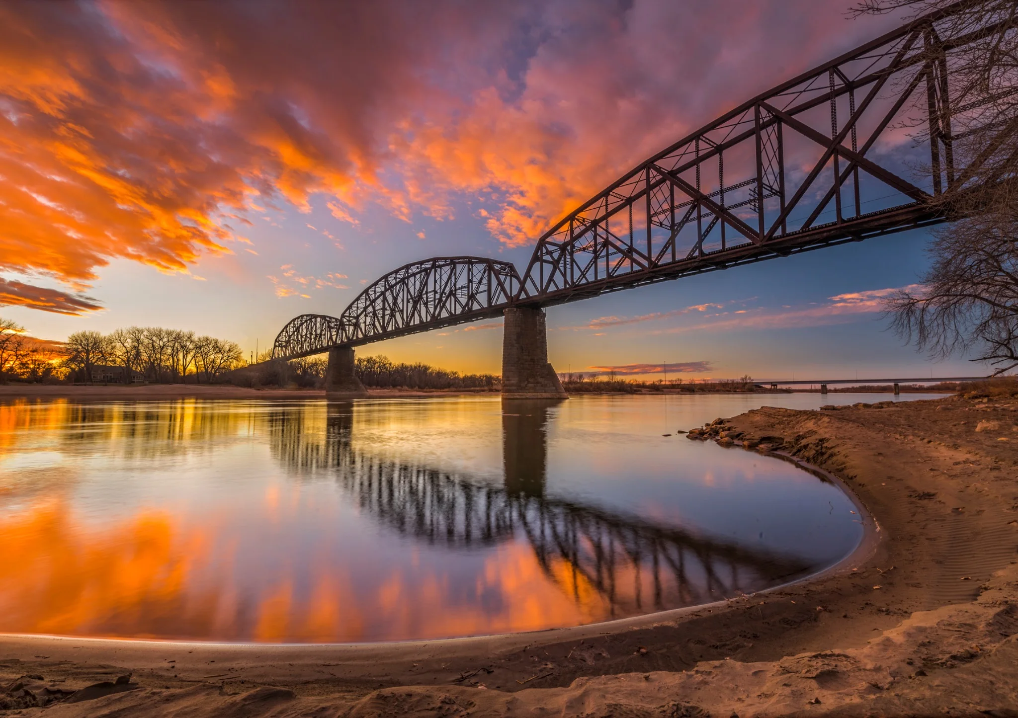 The train bridge at sunset