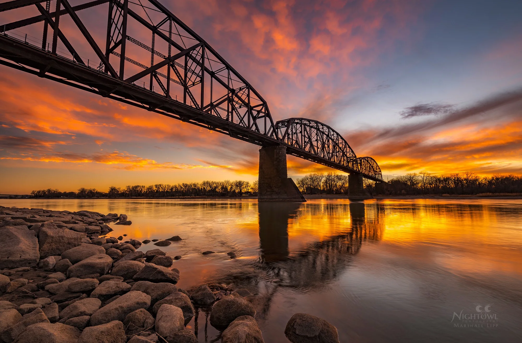 Warm light on the train bridge
