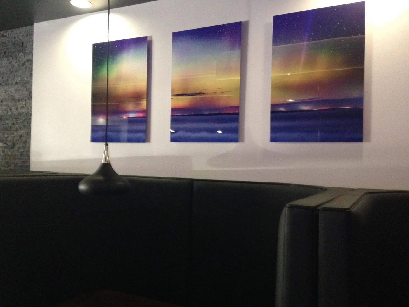 Aluminum fine art print displayed in a space